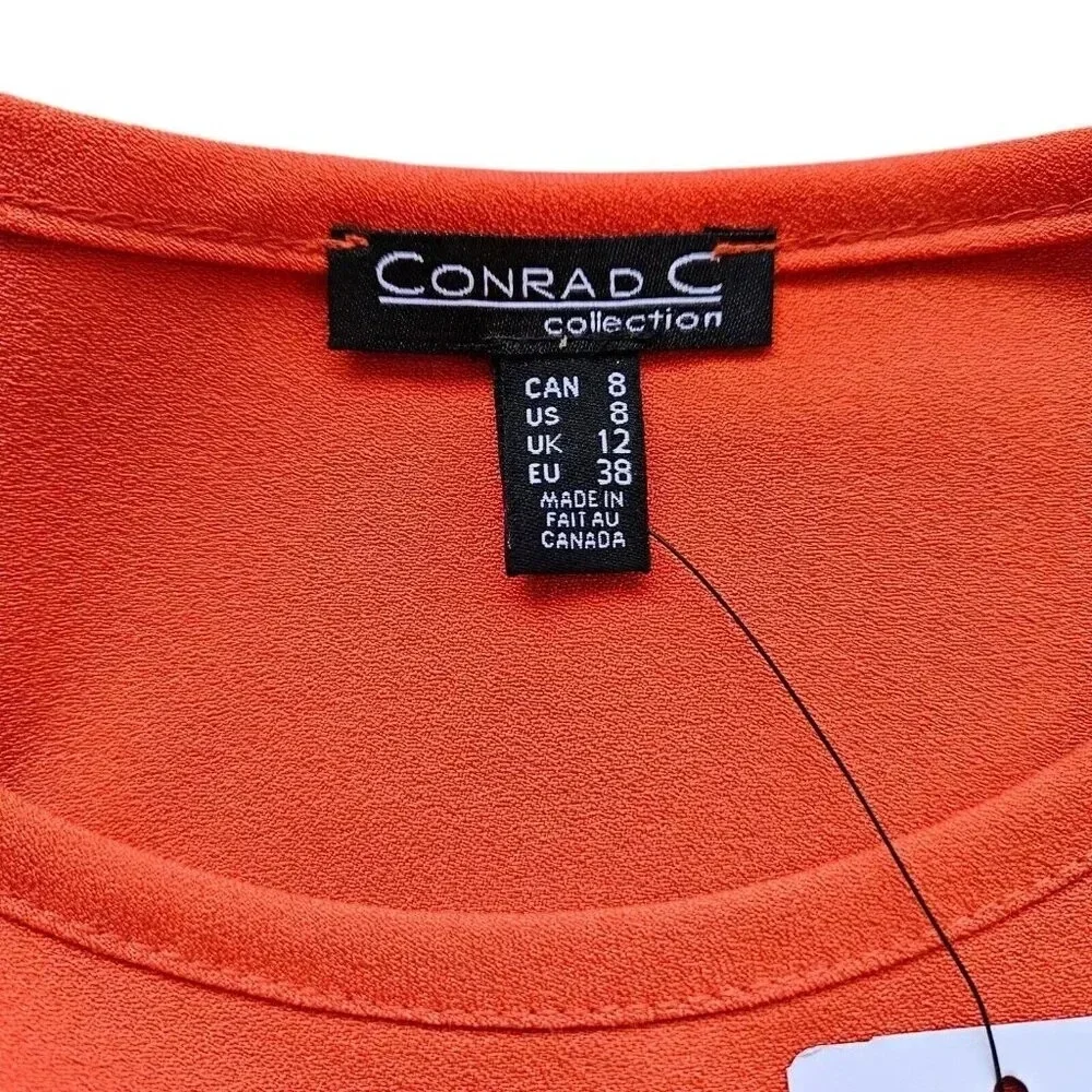 New With Tags Conrad C Collection Orange Cap Sleeve Side Tie Sheath Dress Size 8